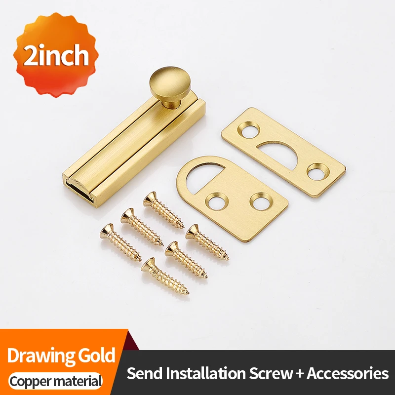 2/3/4/6/8inch All-Copper Bolts Latch Surface Mounted Door Lock Strong For Home Hardware Gate Safety Sliding Locks Door Bolt