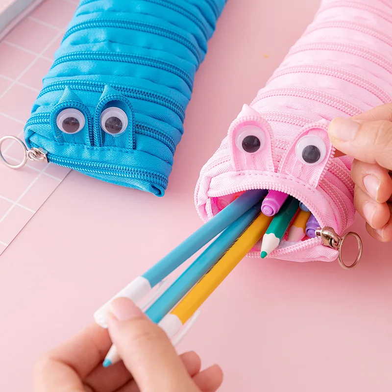 Creative Caterpillar Zipper Pencil Case School Stationery Storage Bag Cute Pen Holder Student Pen Case for Kids Kawaii Pen Bags