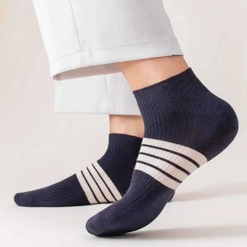 

5 Pairs Low Cut No Show Men's Socks,Black ankle socks for men Knit Fabric Outdoor Use Sports Socks for Men