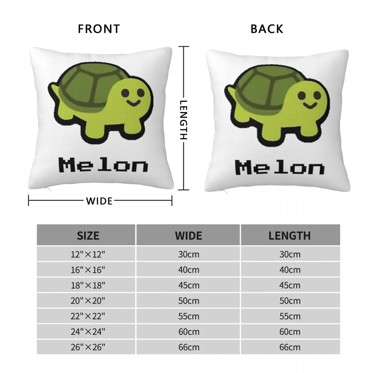 Melon Turtle Super Auto Pets Square Pillowcase Pillow Cover Polyester Cushion Decor Comfort Throw Pillow for Home Car