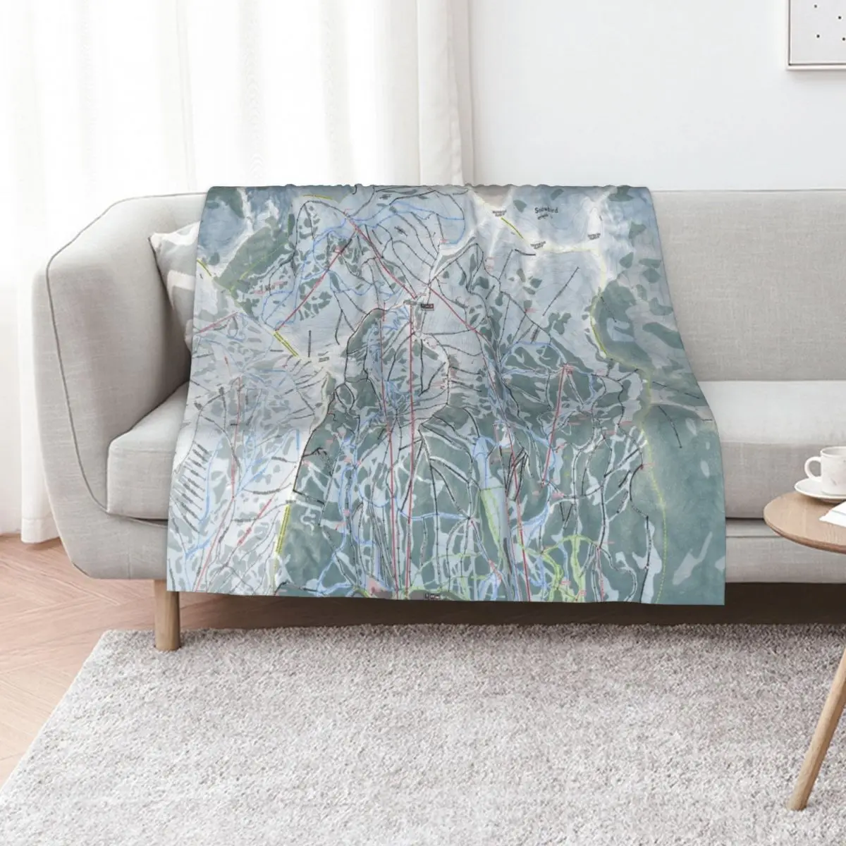 Snowbird Resort Trail Map Throw Blanket Furry Baby Decorative Throw Plush Shaggy Heavy Blankets