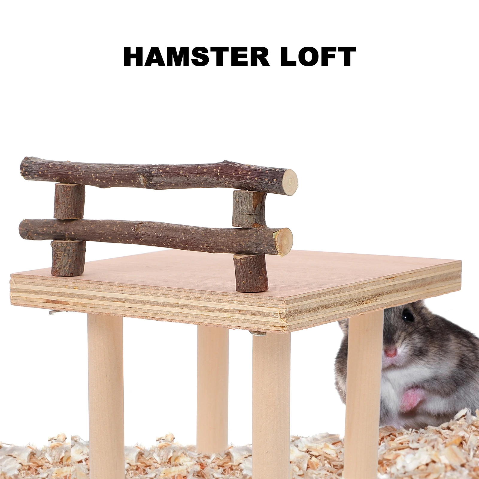 

Wooden Fence Platform for Hamster Cage Toy Sturdy Board Promotes Exercise Balance Coordination Skills Safe Small Pet Plaything