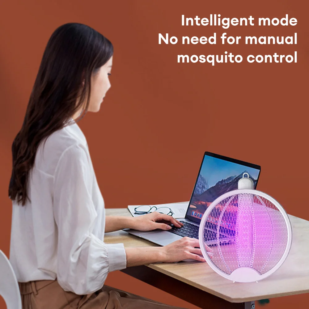 Raqueta eléctrica para mosquitos 4 en 1, matamoscas plegable, lámpara antimosquitos UV recargable, trampa para insectos y murciélagos para el hogar