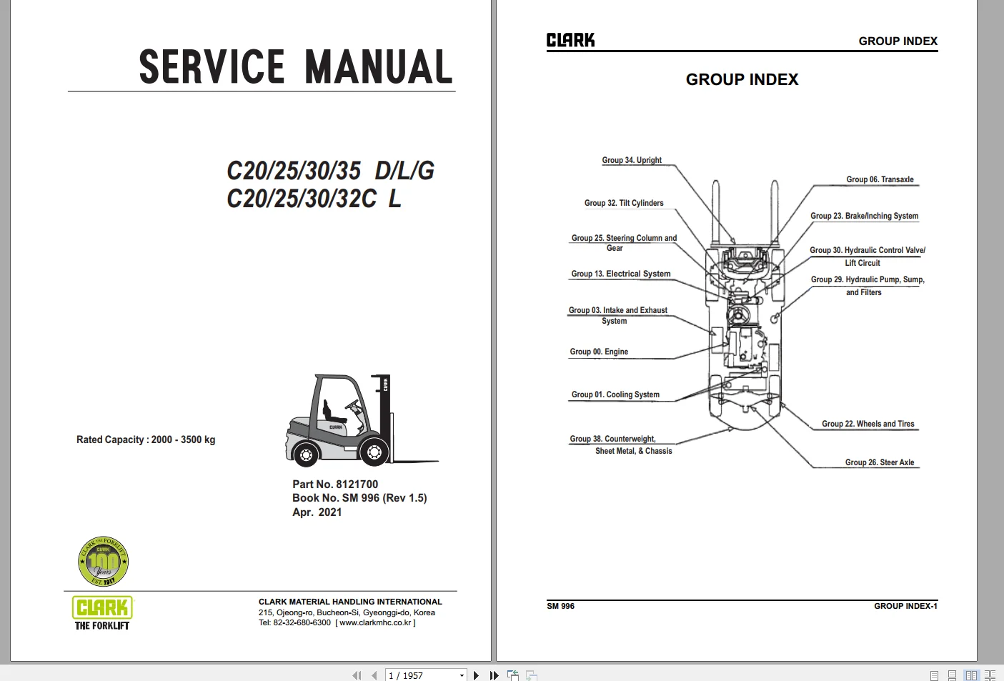 Clark Forklift 2022 8.12GB Service Manual & Operator Manual PDF DVD