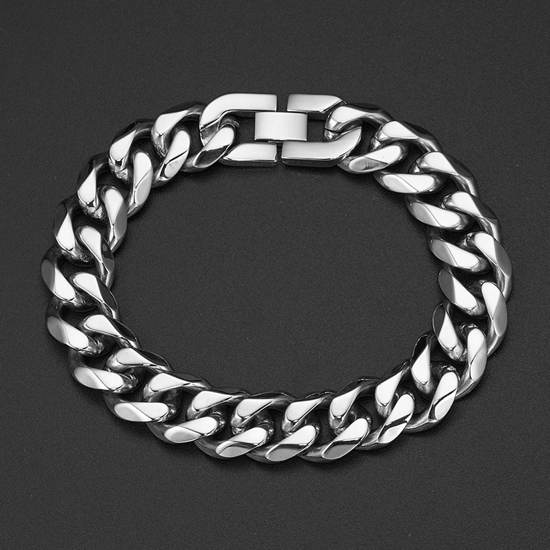 Fshion Men's Women's Chain Bracelet Silver Color Stainless Steel Curb Cuban Link Bangle Jewelry 7inch-11inch