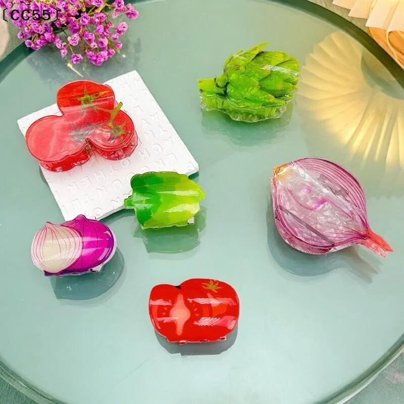 Acrylic Lettuce Onion Tomato Shape Hair Claw Clip For Women Girls Hair AccessoriesNew Design Acrylic Lettuce Onion Tomato〔CC55〕