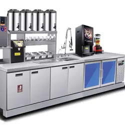 Commercial Automatic Bubble Tea Counter Popping Boba Set Milk Tea Juice Bar Equipment Workbe nch For Sale