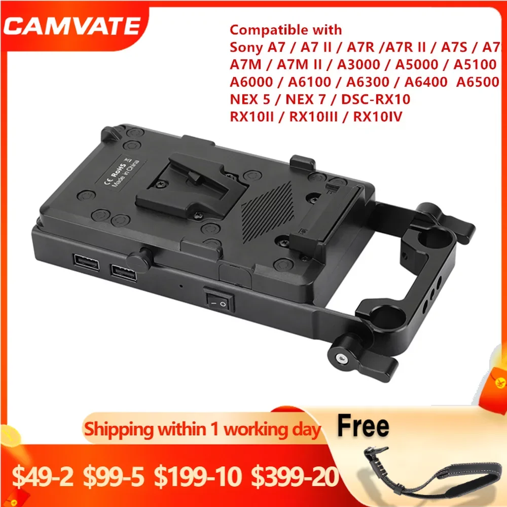 CAMVATE V-Lock Quick Release Mounting Plate With Sony NP-FW50 Dummy Battery For  Sony A7/A7 II/A7R/A7R II/A7S/A7S II/A7M/A7M II