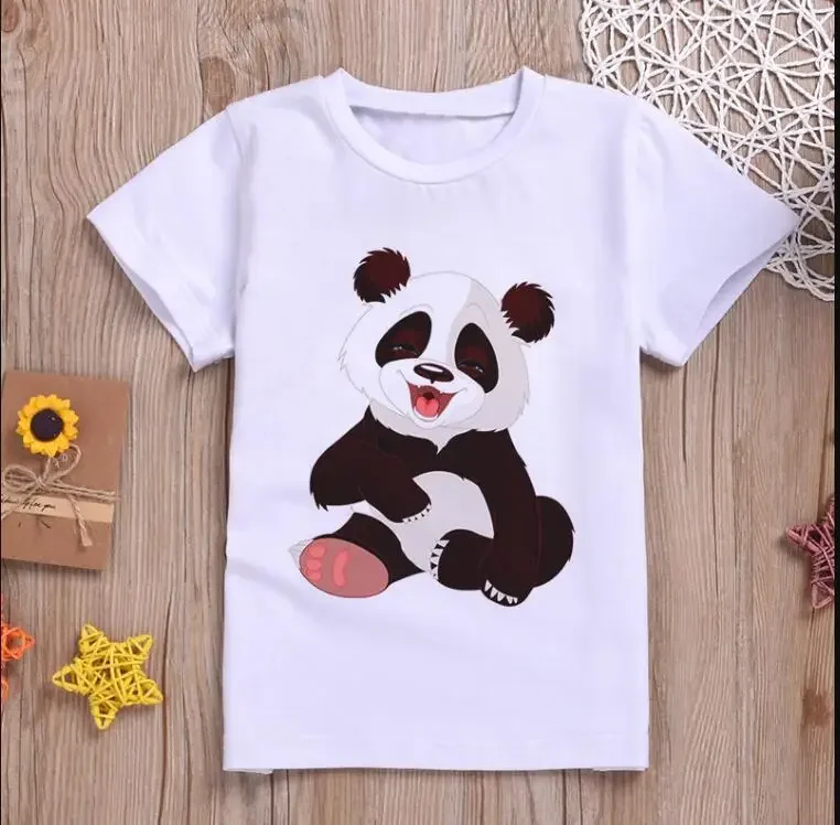 2024 neue T-Shirt Kinder Jungen und Mädchen druckt Design T-Shirts Pandas Bambus Eisbären tanzen Kawaii Harajuku süße T-Shirts