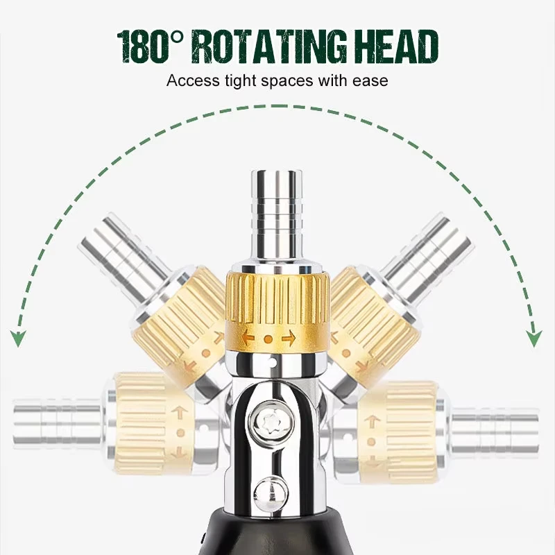 14 in 1 Ratchet Screwdriver Set with Magnetic Hex Bits Carbon Steel Material 20.5cm Length Rotating Head for Tight Areas