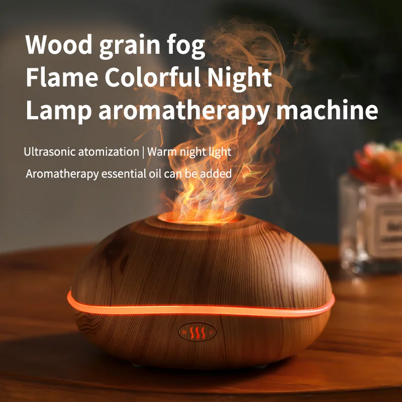 Air Humidifier Aromatherapy Essential Oil Diffuser Wood Grain 200ml Ultrasonic Remote Control 7 Color Lights For Home Bedroom