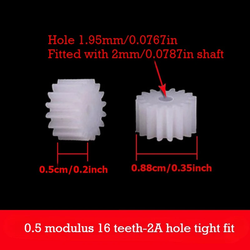 0.5 module plastic POM spur gears for main shaft with 7, 8, 9, 10, 11, 12, 13, 14, 15 and 18 teeth view 5