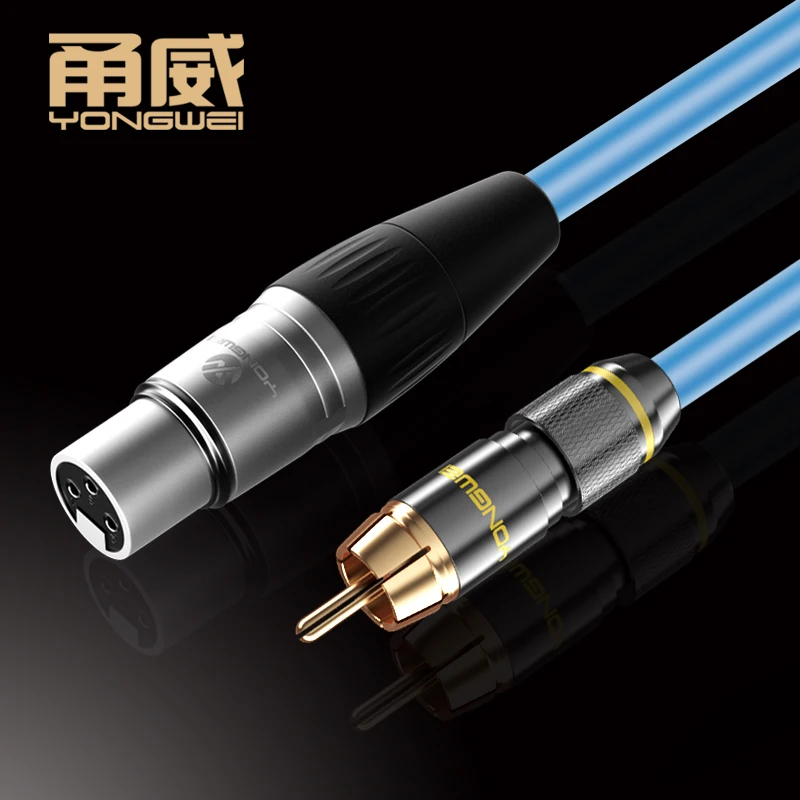 YONGWEI-Cable RCA a XLR de alta gama, Conector estéreo 6N para amplificador de altavoz, mezclador, 3 pines, hembra a RCA macho