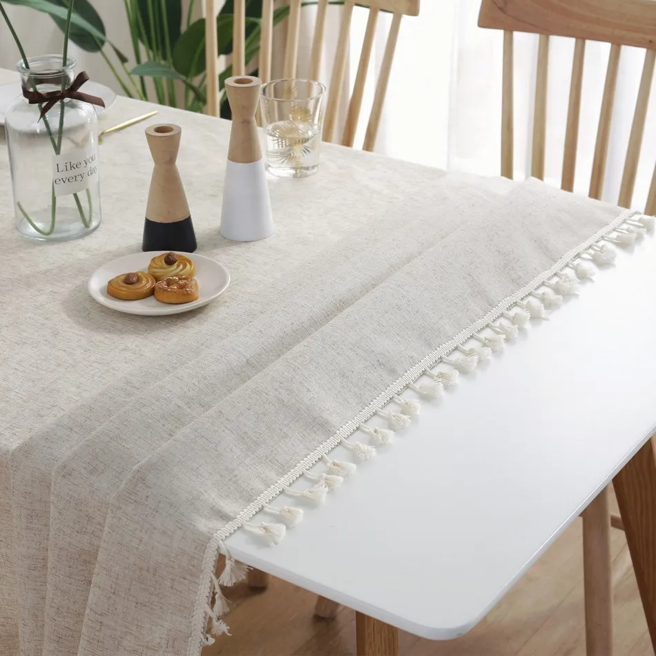 Linen Tablecloth Lace Rectangular Table Cloth Coffee for Living Room Table Cover Mat Furniture Home Decorative Mantel Mesa Nappe