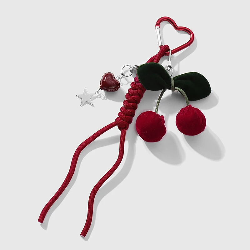 

Ангола, брелок с красной вишней, плетеная веревка, кулон, брелок, модная простая универсальная сумка, украшение, ювелирные аксессуары