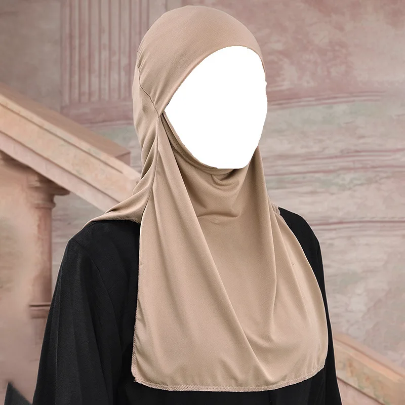 

Muslim Women Instant Hijab Cap Jersey Ninja Underscarf Ready To Wear Stretch Headscarf Full Neck Cover Inner Cap Soft Turban