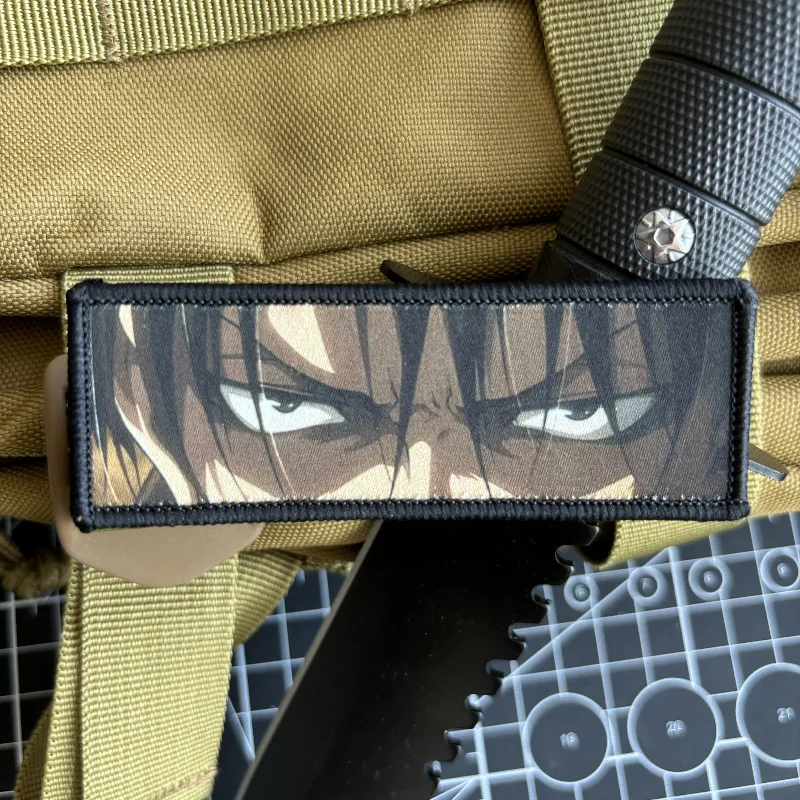 Attack on Titan Levi Ackerman Eyes Morale Badge Hook & Loop Anime Patch Printing Commander Tactical Backpack Sticker Appliques