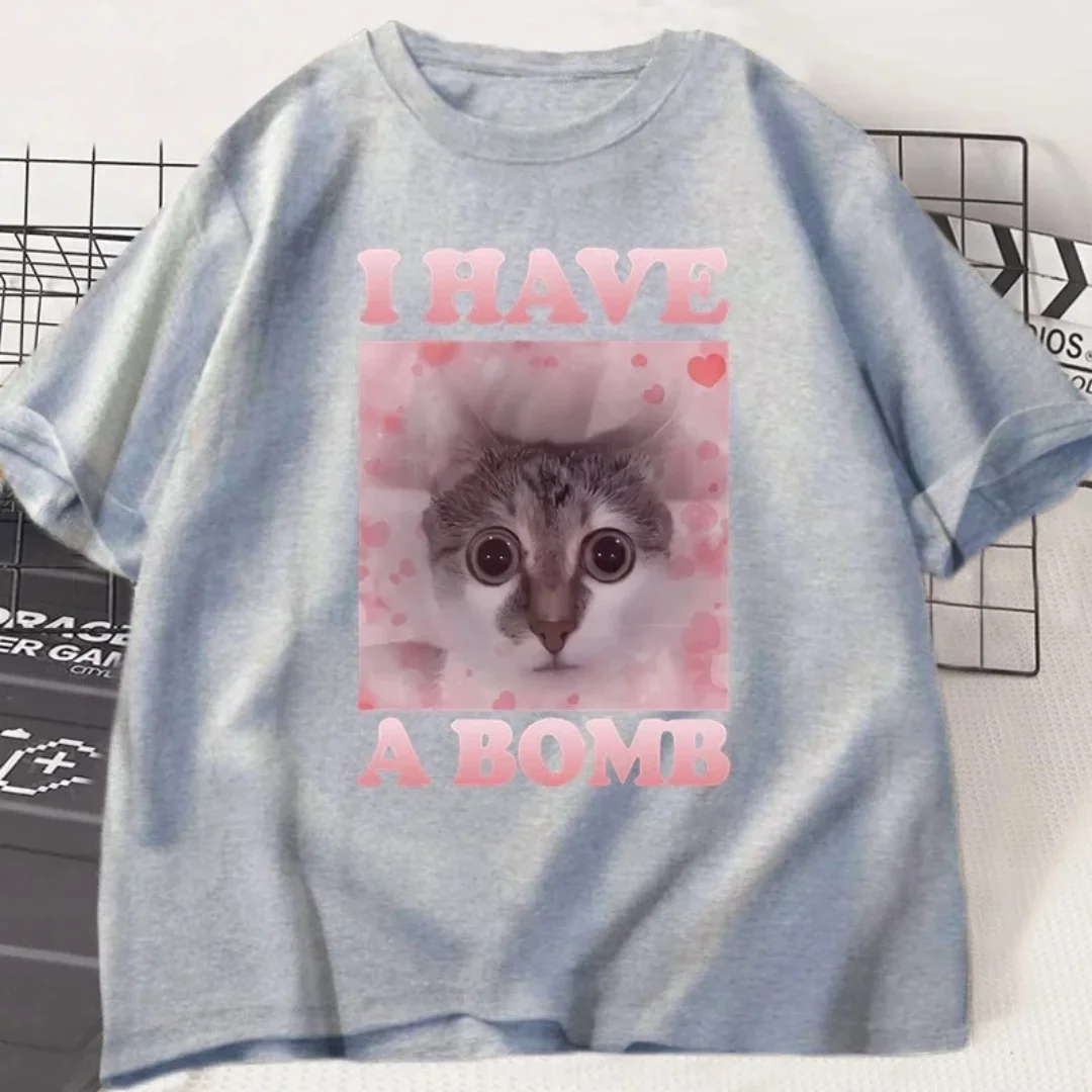 مثيرة للاهتمام القط الرموز التعبيرية الجرافيك تي شيرت الصيف موضة الترفيه الراقية تنوعا القطن الخالص الرجال والنساء Y2K تي شيرت