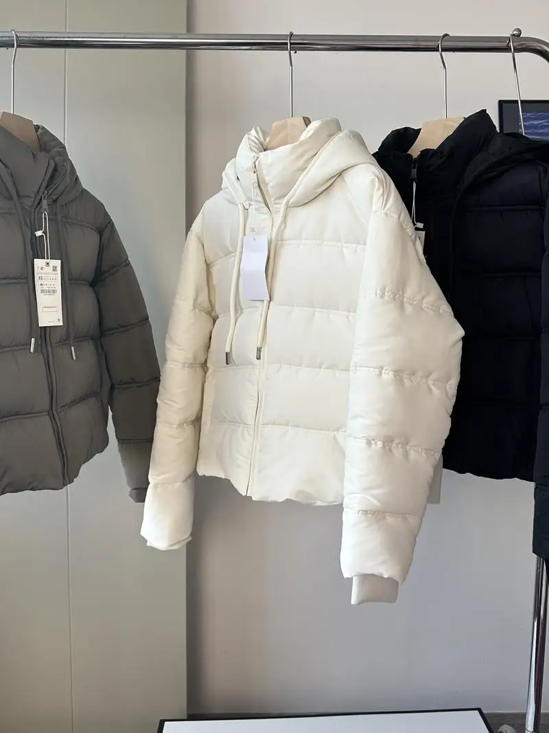 

Warm Thiened Bread Sle Jaet Loose Fit Cotton Padded Coat Women's Winter Outerwear Long Sve Zipper Closure Hooded