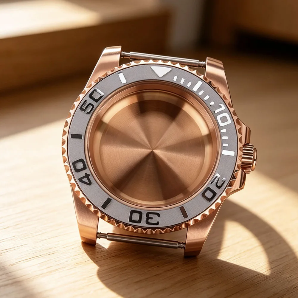 Fashion 40MM Rose Gold Watch Case Hot Sale Sapphire Glass For NH35 NH36 NH38/34 Miyota8215 ETA2824 Movt YACHT-MASTER 120 Clicks