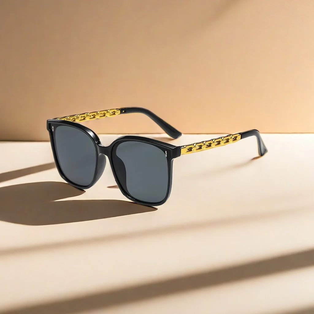 

Новые модные солнцезащитные очки в большой оправе с цепочкой и передовым смыслом, маленькое лицо и солнцезащитные очки для вождения