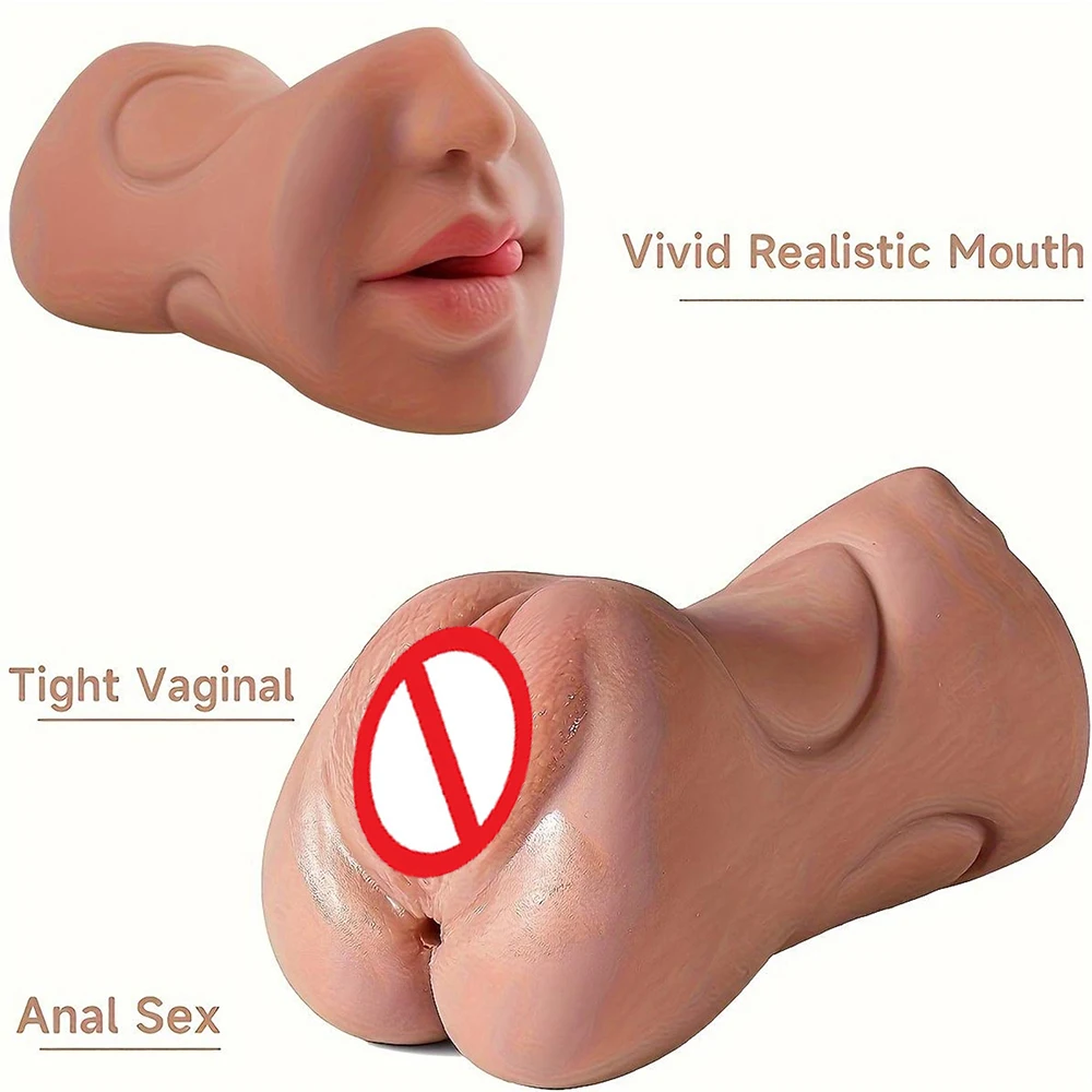 3 in 1 Artificial Vagina Male Masturbator Cup Realistic Vaginal Real Oral Vagina Anal Silicone Ass Sex Toys for Men Masturbation