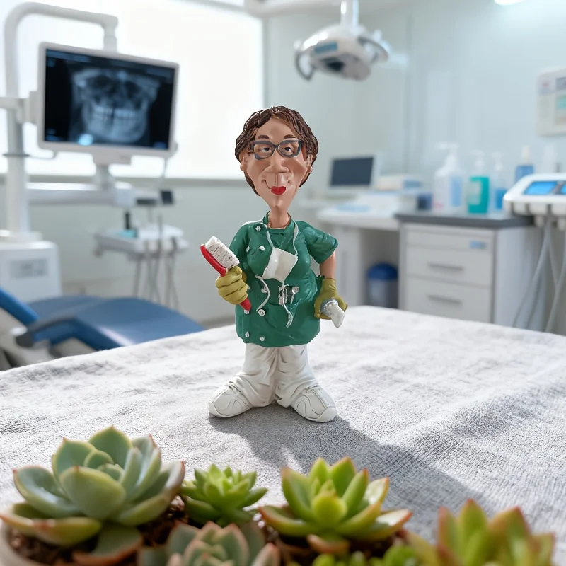 1pcFun Medical Professional Statue-Painted Resin Sculpture Holding，Clinic Decoration/Office Desk Decoration/Home Decoration