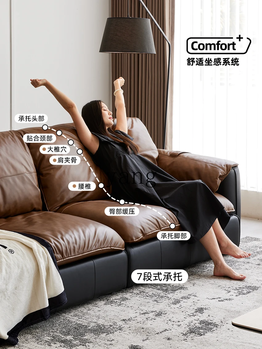 LH all-leather sofa light luxury high-end sense of antique high-end atmosphere three-person combination