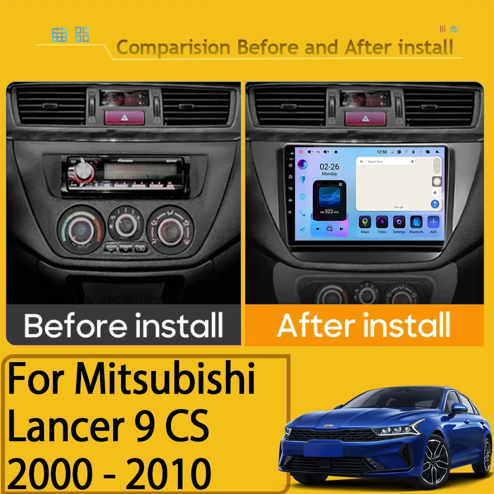 Car Android 14 For Mitsubishi Lancer 9 CS 2000 - 2010 Carplay Auto 2K Screen Car Radio Multimedia Player DSP Autoradio Stereo