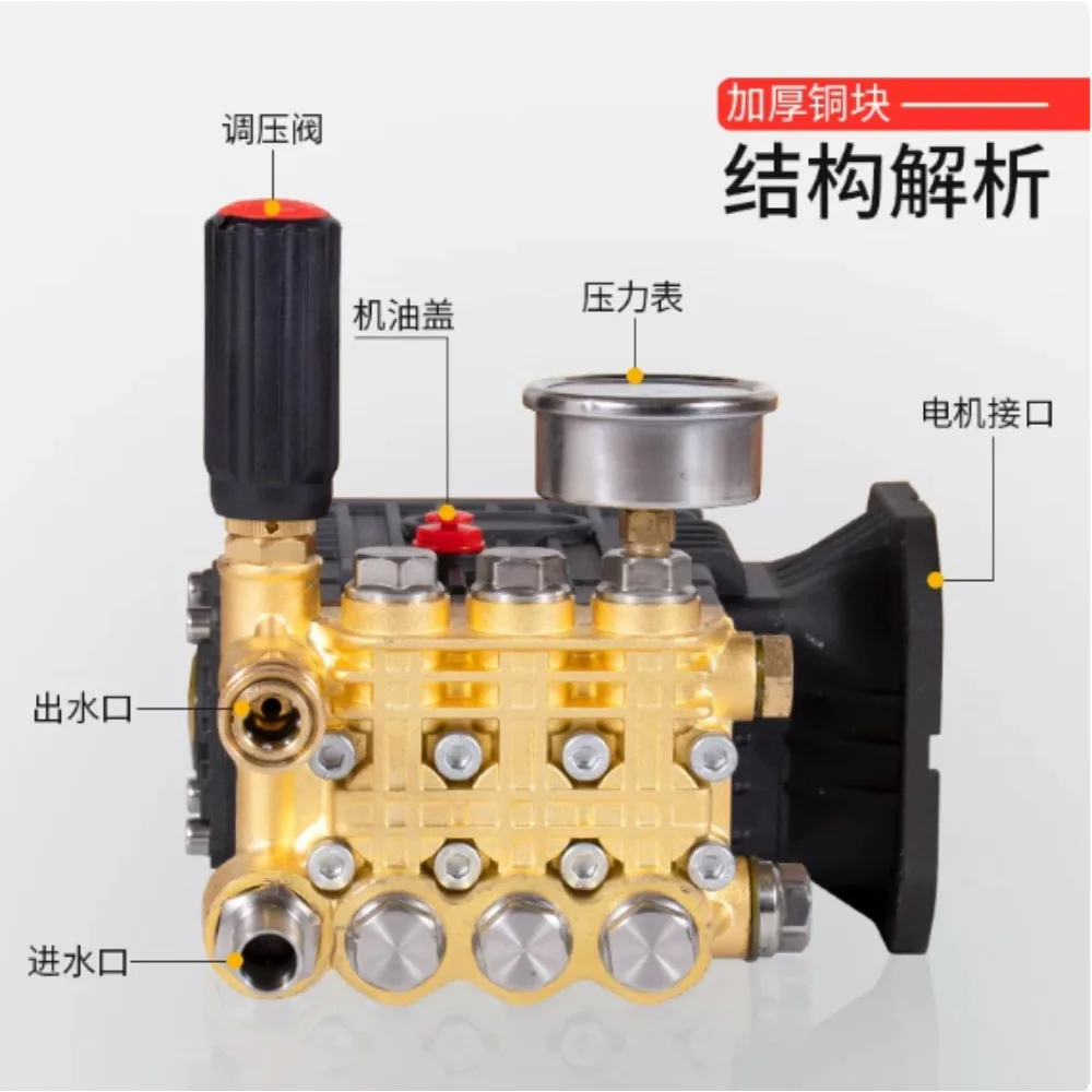 Commercial Pressure Washer Pump Head Assembly with Ceramic Triplex Plunger and Copper Head for Car Wash Mist Dust Removal view 5