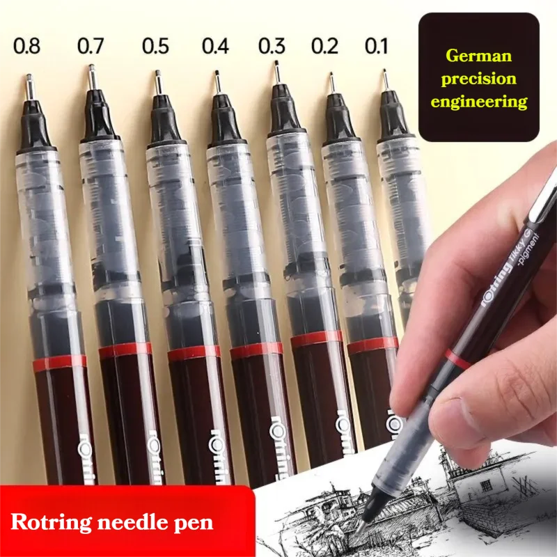 Rotring Tikky Pigma Micron - Bolígrafos Finos para Dibujo, Bolígrafo de Punta Fina para Gráficos, 0.1, 0.2, 0.3, 0.4, 0.5, 0.7 mm, Bolígrafo de Tinta para Dibujo, Material Escolar de Arte