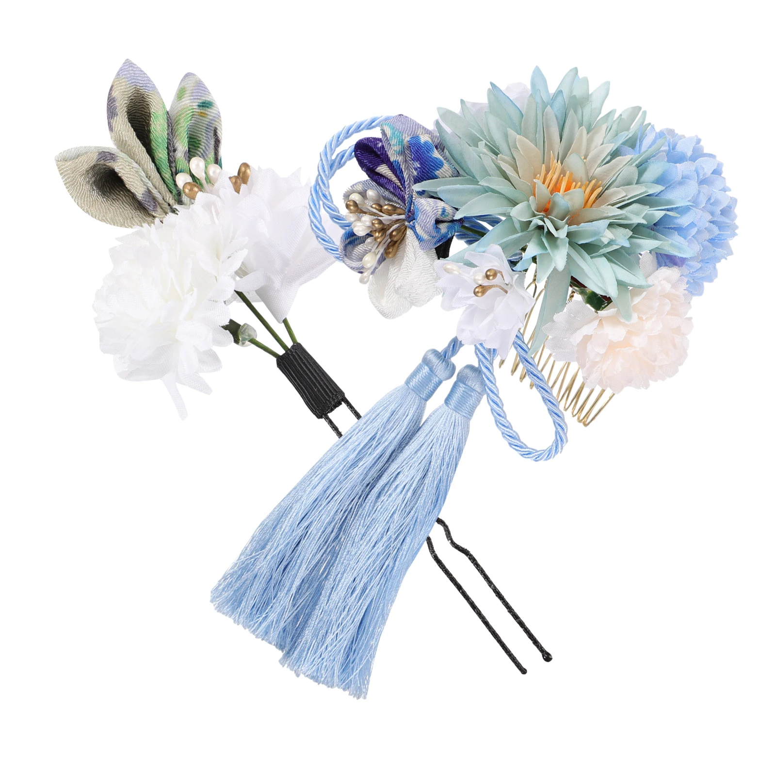

2pcs Japanese Style Hairpin Comb Bridal Accessories Women Grace Cloth Headdress Wedding Headpiece Hair For Women
