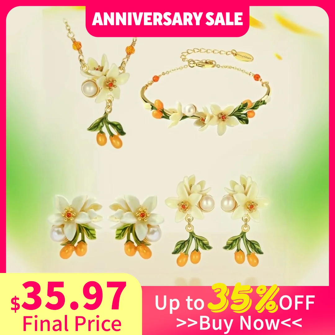 

Juicy Grape Fine Jewery Set for Women 2026 New Trend Orange Blossom Jewery Accessory Original Design Birthday Christmas Gifts