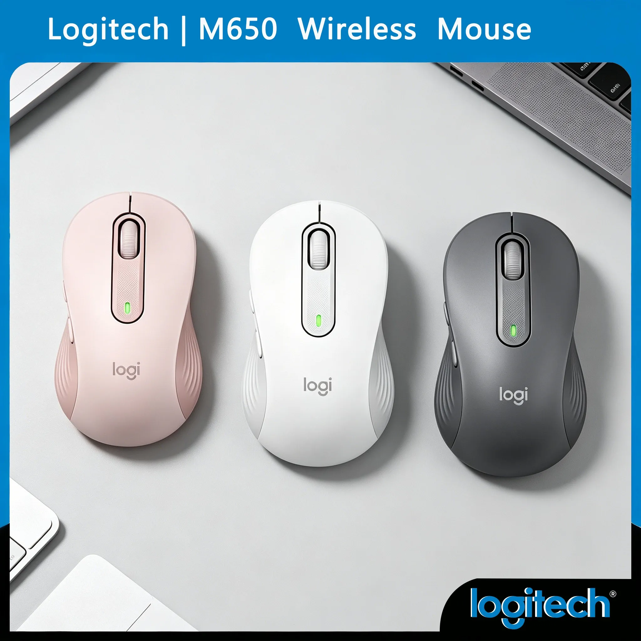 

Logitech M650 /M650L/M350POP/M350/M750Mouse 24 Months Battery Silent Clicks Multi-Device
