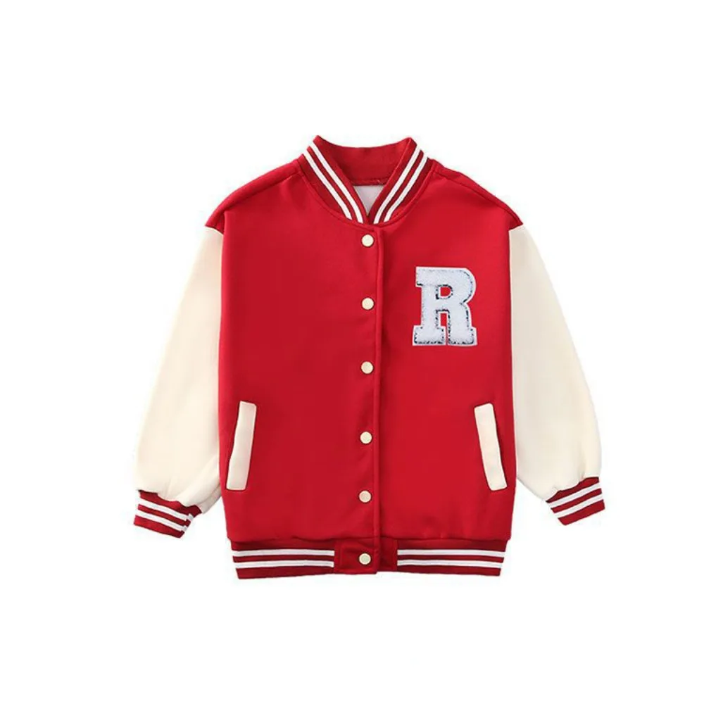 

Fashion Long Sleeve Children Baseball Uniform Loose Teens Girls Y2K Coat Clothing Retro Spring Autumn Jacket Party
