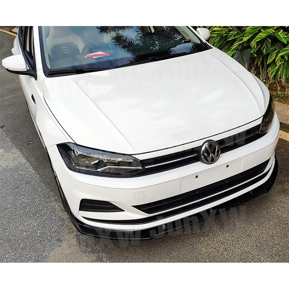 3PCS/Set Front Bumper Lip Spoiler For Volkswagen VW Polo Plus 2019 ABS Head Chin Shovel Protector Car Styling