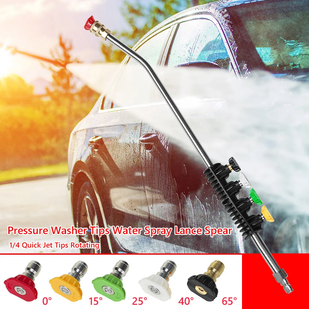 38 cm Pressure Washer Wand with 5 Spray Nozzles Curved Extension Wand 2600PSI Pressure Washer 1/4 Inch Quick Connect