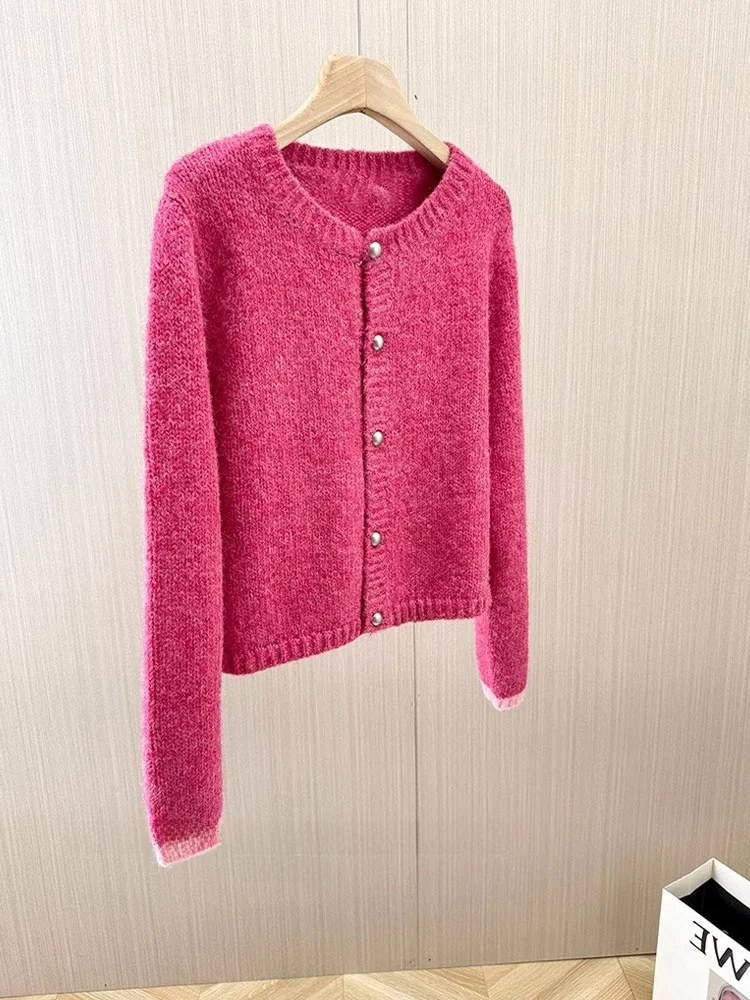 

Ele Long Sve Camere Knitted Open Cardigan Single Button Design Winter Faion Outerwear Women's Regular Fit Knitwear