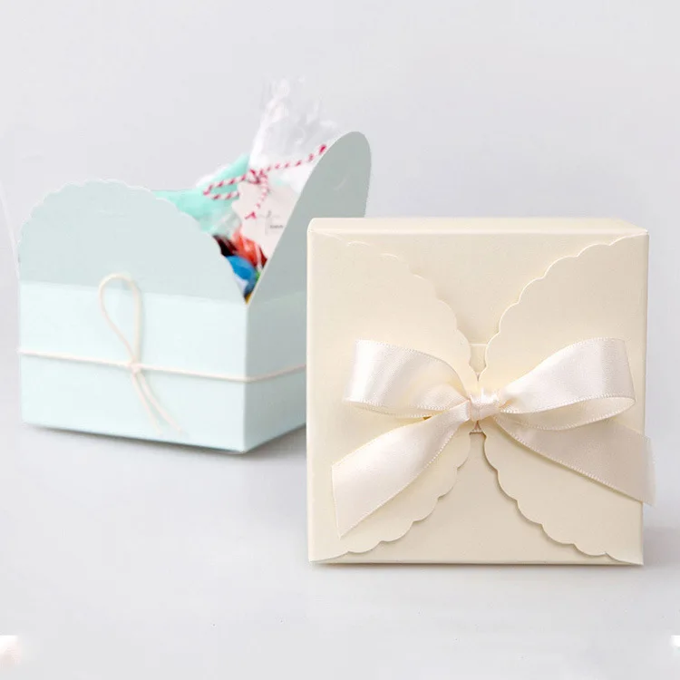 Beige Brown light pink blue Multi Size Square Kraft Gift Box Fold Packaging Gift Box Proposal Box For Bridal Birthday Party