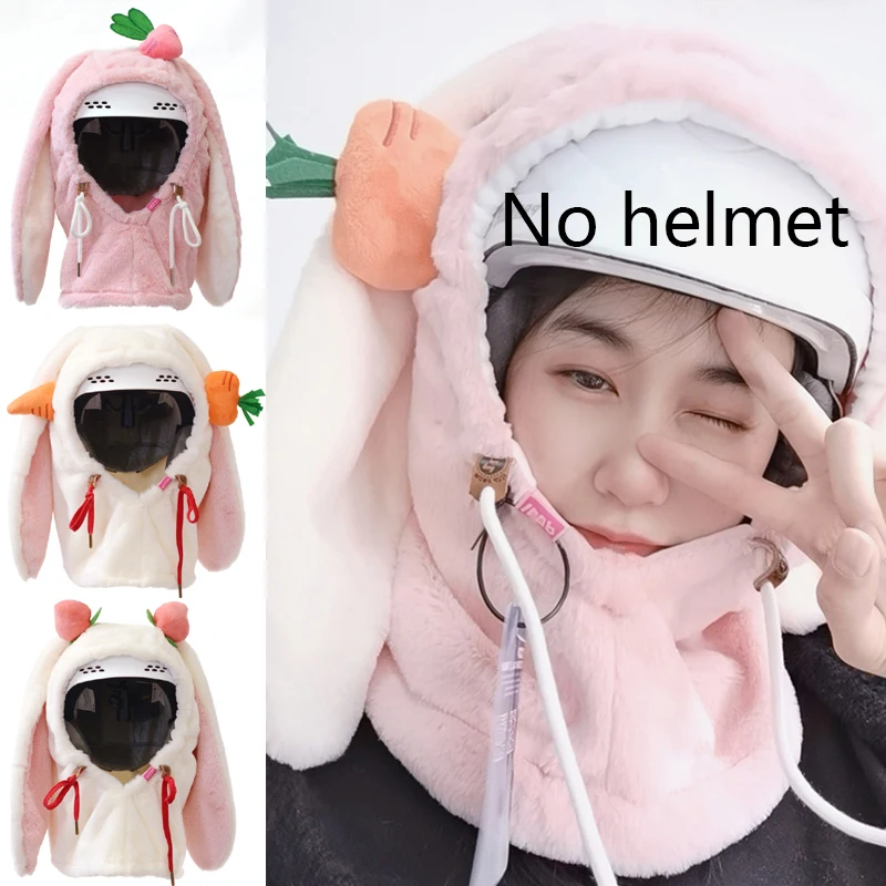 

Cartoon Rabbit Adult Children's Skiing Helmet Helmet Cover Bowknot Single Board Double Board Thermal Windscreen Mask