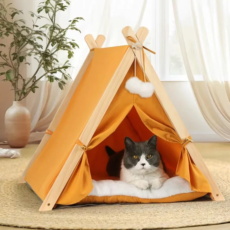 Pet Tent House Foldable and Removable Portable Comfortable and Breathable Cat House Stable Dog House with Thick Pad Pet Supplies