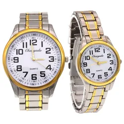 Relojes de cuarzo de alta calidad para hombres y mujeres, reloj de pulsera dorado, papá, mamá, regalos, gran número, reloj Digital analógico, envío directo