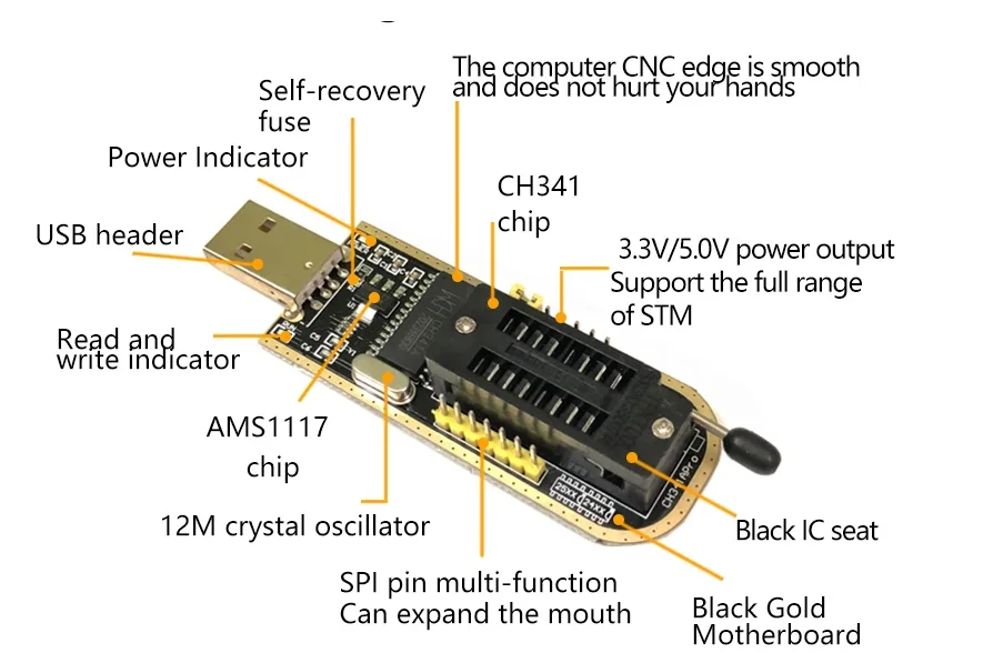 CH341A CH341B 24 25 Series EEPROM Flash BIOS USB Programmer with Software & Driver