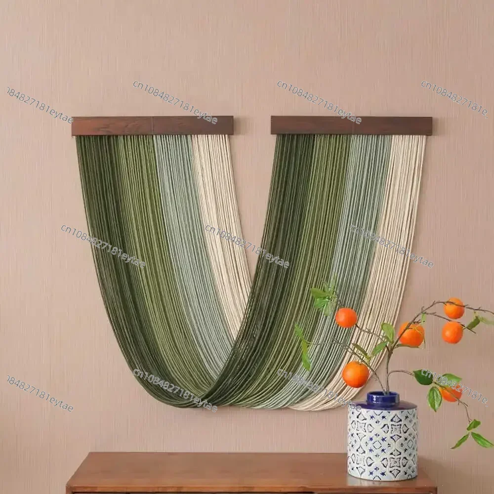 Large Macrame Wall Hanging Tapestry with Wooden Stick Hand-Woven Bohemia Tassel Curtain Tapestry Wedding Backgrou Boho Decor