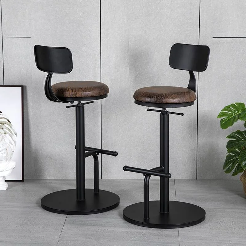 Vintage height adjustable metal base counter rotating bar stool