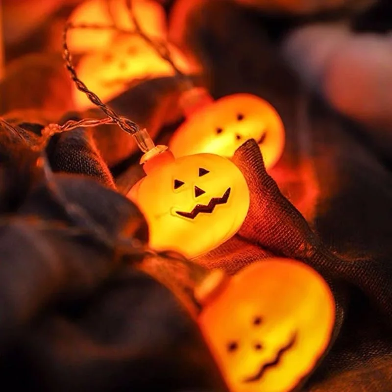 Halloween Decoration Pumpkin String Lights USB Portable DIY Hanging Funny Atmosphere Lamp Outdoor Indoor for Home Party Supplies