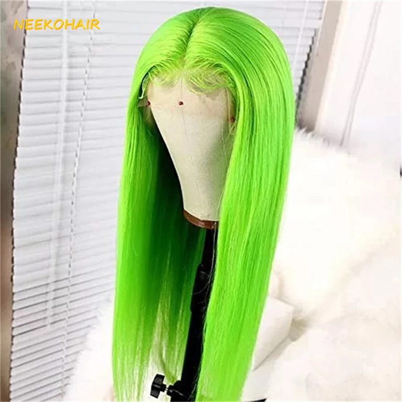 Green 13x6 HD Lace Frontal Human Hair Wigs Straight 13x4 Transparent Lace Front Or 4x4 Closure Human Hair Wigs For Women