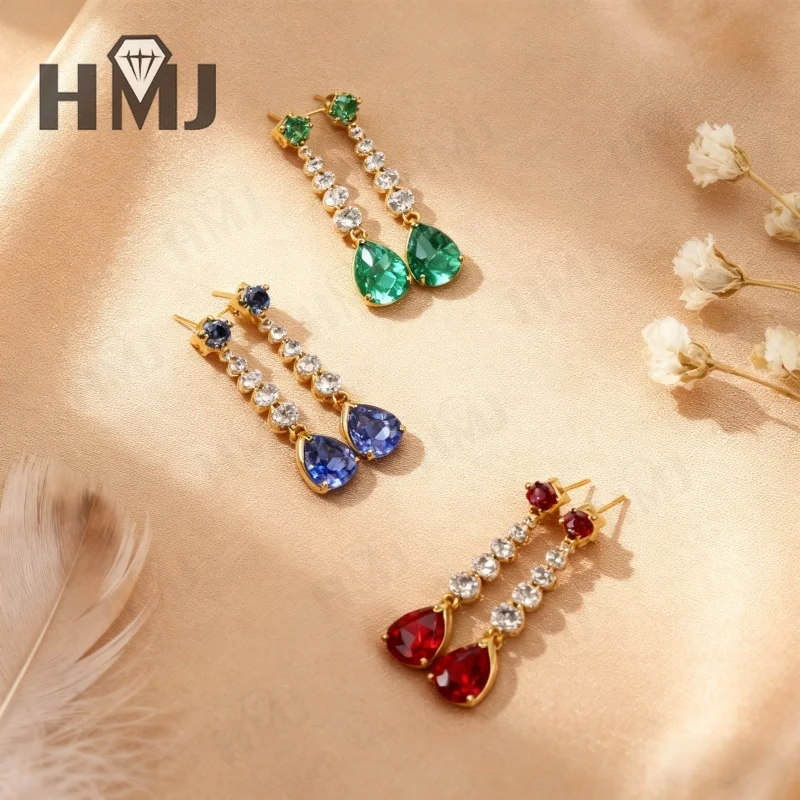 

Винтажные серьги с грушевидной огранкой, выращенные в лаборатории изумруда Колумбии, сверкающие украшения для женщин, идея рождественского и пасхального подарка