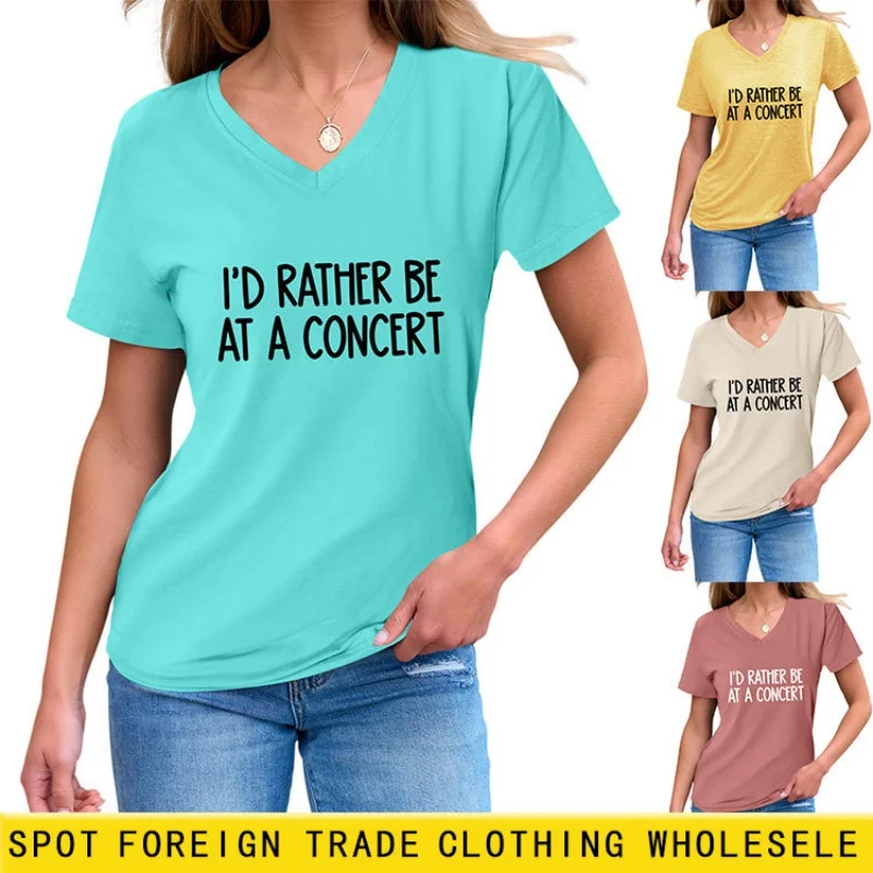 

Женская футболка с коротким рукавом - летний принт - дизайн на плечах - V-образный вырез - уникальный стильный топ