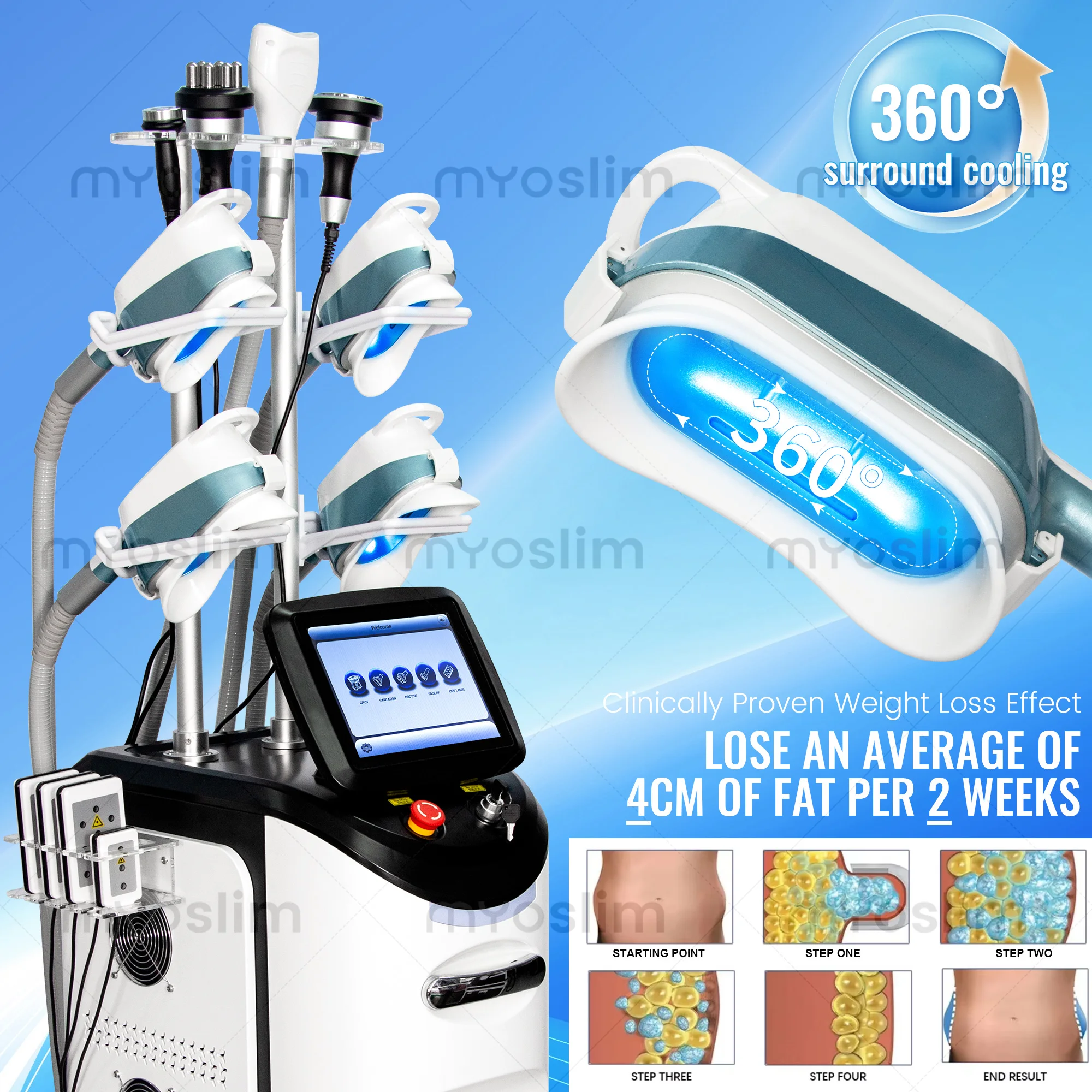360° Cooling Sculpting Body Slimming For Effective Weight Loss Fat Freezing Cellulite Removal With Vacuum Cavitation System